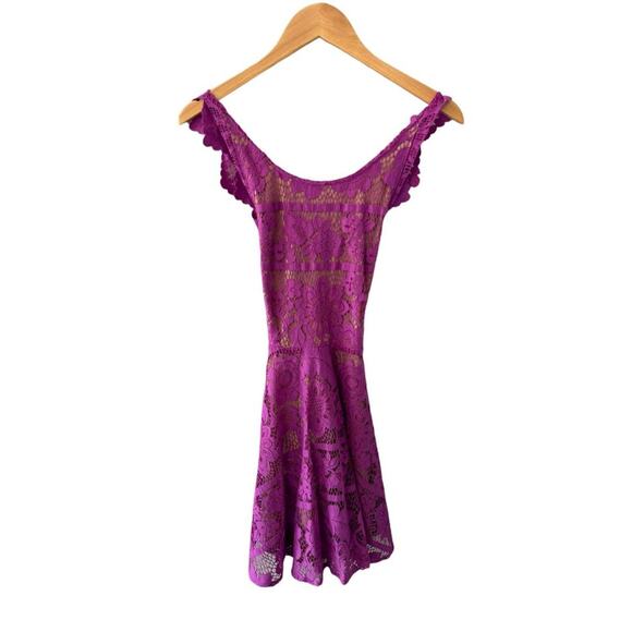 For Love and Lemons Gianna Apron Lace Crossback Dress Purple Size XS NWT - Picture 4 of 10